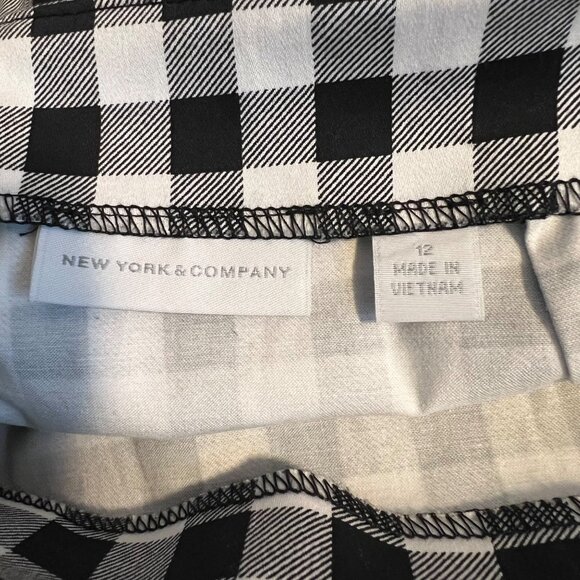 New York & Company Skirt L Black White Gingham Print Mermaid Midi Size 12 - Picture 8 of 10